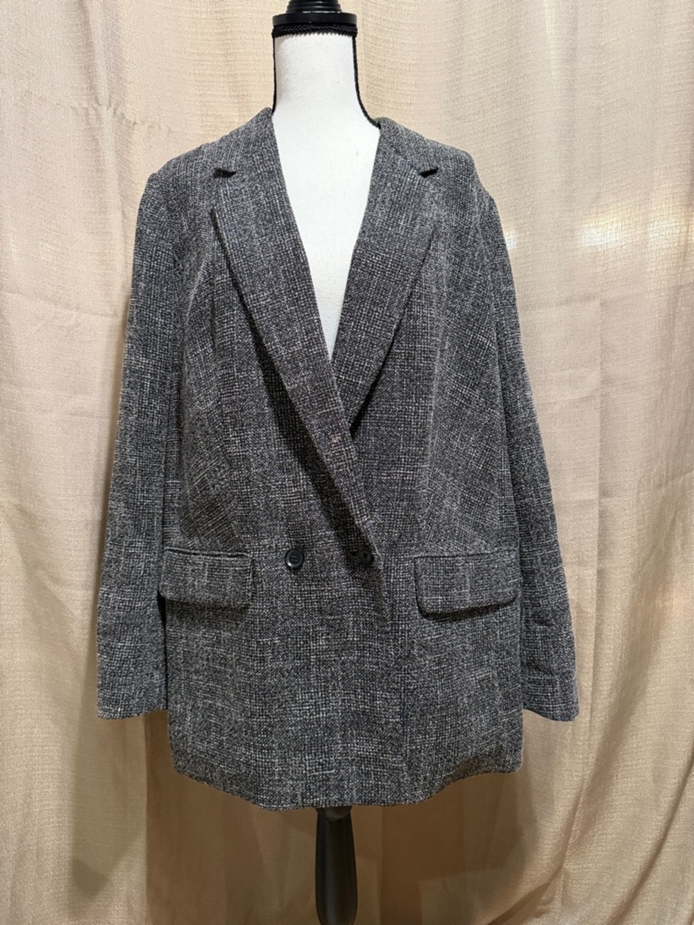 Express Black Double breasted Twill Blazer  Sz L